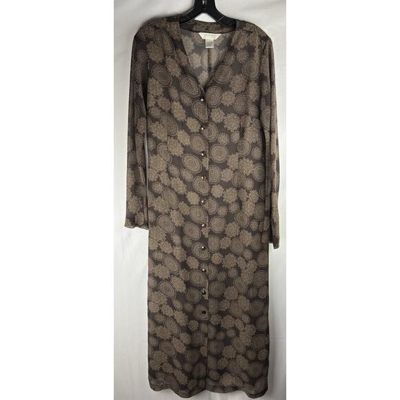 Vtg Express Sheer Maxi Dress Sz 9/10 Paisley 90s Whimsigoth Forest Fairy - Picture 1 of 5